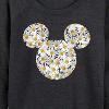 Women's - Disney - Mickey Head Daisies Lightweight French Terry Wide Neck Long Sleeve Shirt - 2 of 4