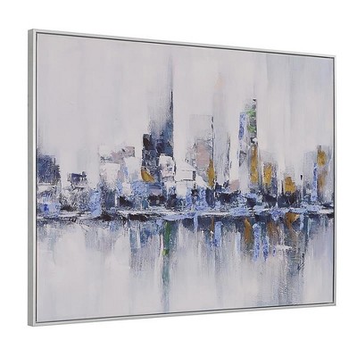 Carolina Living Cityscape Abstract Wall Art - Silver Frame - Medium