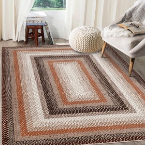 Area Rug Washable Braided Print Rug, Modern Living Room Rugs, Farmhouse Low Pile Non-Slip Area Rug - 1 of 4