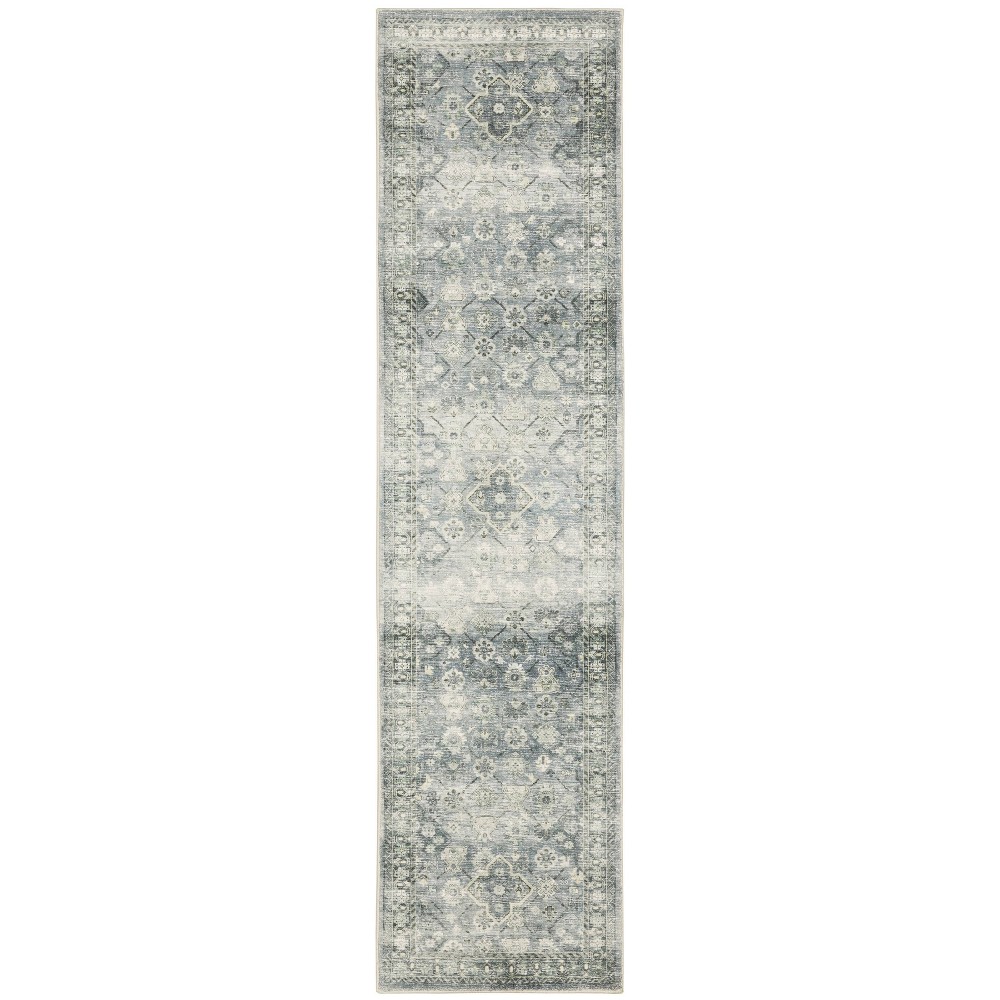  Runner Salina Distressed Traditional Area Rug Blue/Ivory
