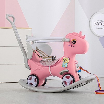 Acekool Toddler Rocking Bike - 3-in-1 Ride-On Toy with Push Handle & Sounds