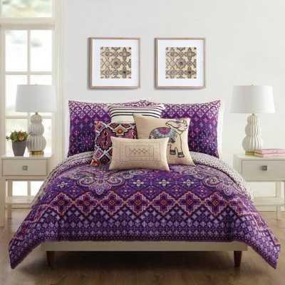 Celestial Tapestry Cotton Bedspread 106 x 86 Full-Queen Purple