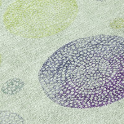 Artichoke Green And Purple Geometric Washable Indoor Outdoor Area Rug