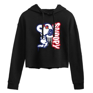 Women's - Peanuts - Graffiti Snoopy Cropped Graphic Hoodie - 1 of 4