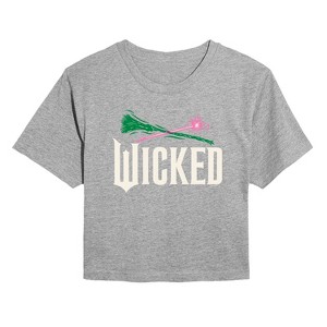 Women's - Wicked - Wand And Broomstick Logo Cropped Graphic T-Shirt - 1 of 4