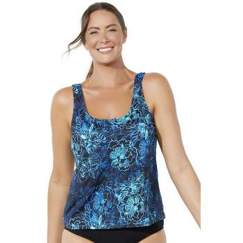 Swimsuits For All Women's Plus Size High Neck Tankini Top, 8 - Green Palm :  Target