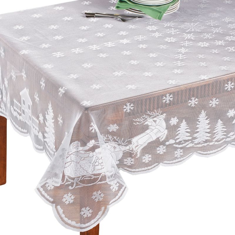 Collections Etc Christmas Night Lace Tablecloth, 1 of 3
