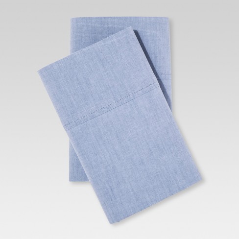 Chambray Pillowcase Set King Metallic Blue Threshold Target
