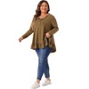 Agnes Orinda Women's Plus Size Casual V Neck Long Sleeve Ruffled Hem Button Half Placket Tops - 3 of 4