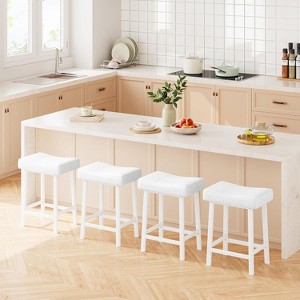Counter Height Bar Stools, 24 Inch PU Leather Barstools with Heavy Duty Metal Legs, Thick Saddle Seats Breakfast Stools for Kitchen Island, Bar - 1 of 4