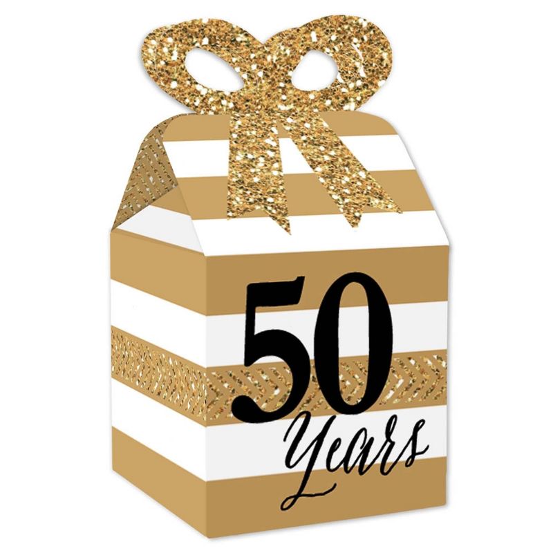 Big Dot of Happiness We Still Do - 50th Wedding Anniversary - Square Favor Gift Boxes - Anniversary Party Bow Boxes - Set of 12, 1 of 9