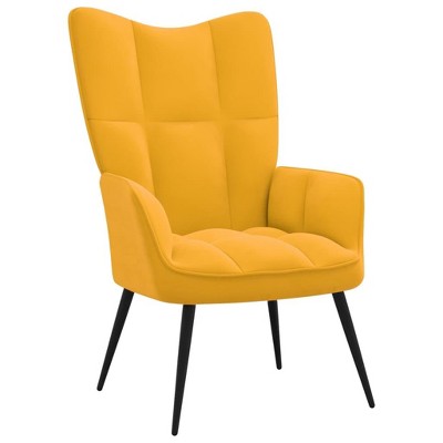 vidaXL Relaxing Chair in Mustard Yellow Velvet with Padded Foam Seat - Comfortable Modern Design with Steel Frame
