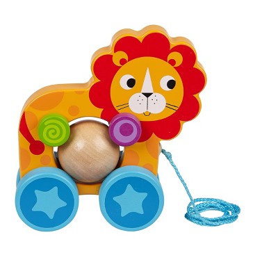 Toysters Pull Along Lion Walking Ultra Smooth Wood Animal Toy For Boys And Girls