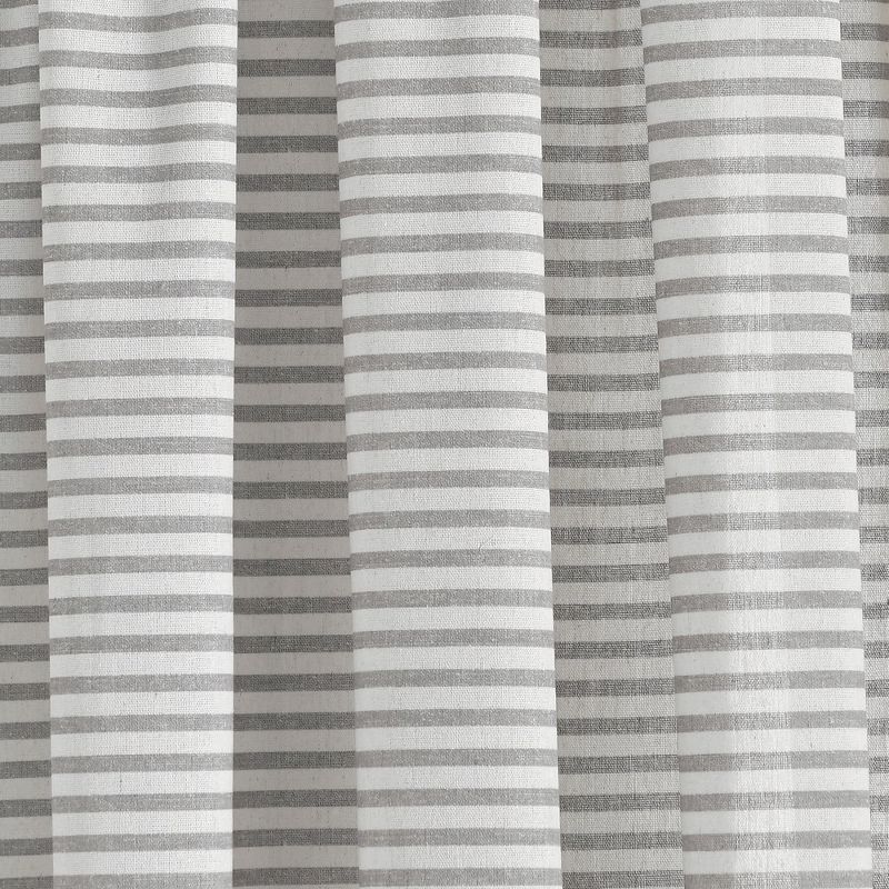 Boho Coastal Horizontal Ticking Stripe Tassel Window Curtain Panels Gray 52X84 Set, 3 of 6