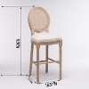 CIPACHO French Country Wooden Barstools Rattan Back With Upholstered Seating , Beige and Natural ,Set of  2 - 2 of 4