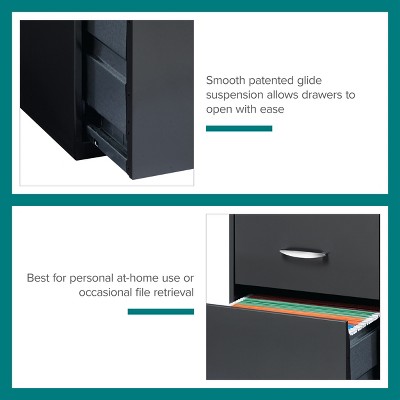 Charcoal 3-Drawer Lockable Mobile Metal File Cabinet
