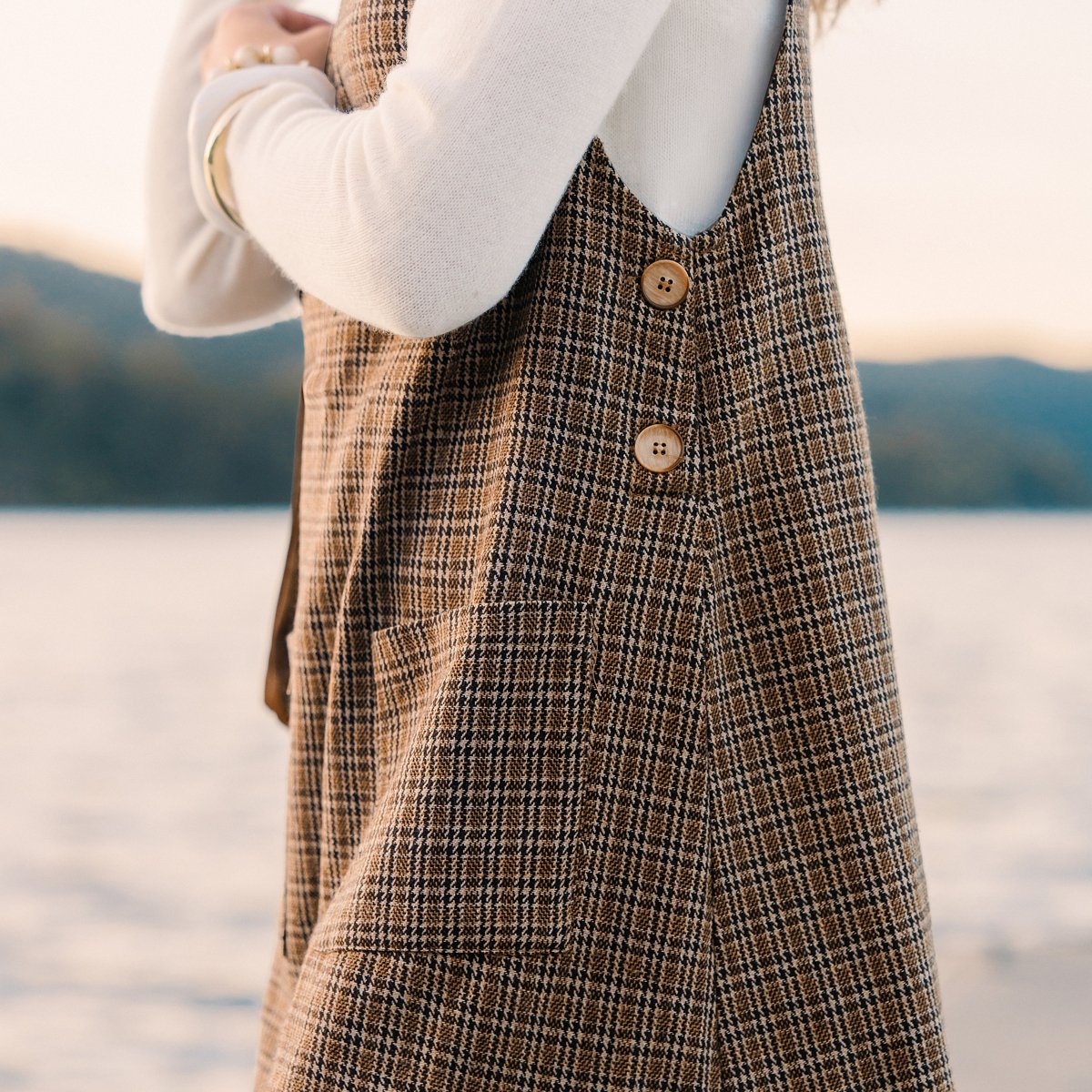 Женские платья Cupshe Women's Chic Plaid Sleeveless Pinafore Mini Dress-M-Brown — фото 4