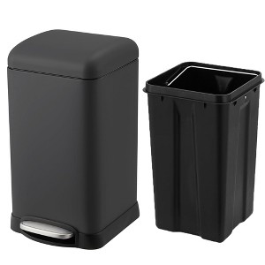 Bathroom Trash Can with Lid, 3.2 Gallon Step Pedal Stainless Steel Garbage Bin, Automatic Soft Close, for Kitchen Office - 1 of 4