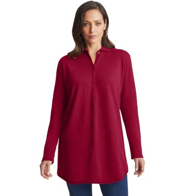 Jessica London Women's Plus Size Cotton Cashmere Big Shirt