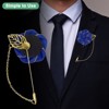 Unique Bargains Wedding Rose Men Suit Boutonnieres Lapel Pin with Gold Leaf Brooch 6 Pcs - 4 of 4