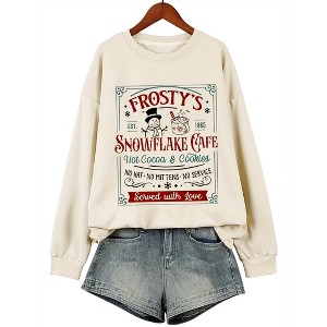 Plus Size Christmas Sweatshirts Tops with Christmas Funny Sayings Pullover Sweat Shirts Vintage Graphic Plus Size Sweatshirts - 1 of 4