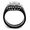 Slickblue Women’s Marquise Ring Set, Clear CZ, Stainless Steel, Elegant Two-Tone Black Design, Sizes 5-10 - 3 of 4