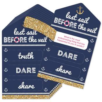 Big Dot of Happiness Last Sail Before The Veil - Nautical Bachelorette and Bridal Shower Game Pickle Cards - Truth, Dare, Share Pull Tabs - Set of 12