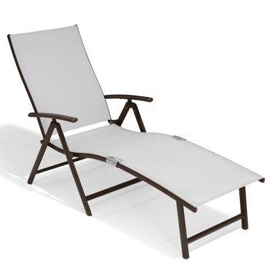1 pc Crestlive Products Chaise Lounge Chair Outdoor Adjustable Aluminum Folding Patio Recliner Chair