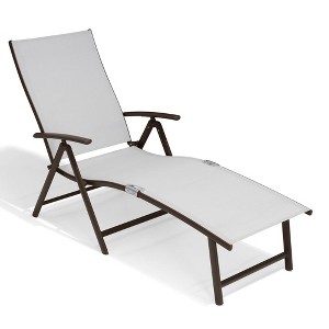 1 pc Crestlive Products Chaise Lounge Chair Outdoor Adjustable Aluminum Folding Patio Recliner Chair - 1 of 4