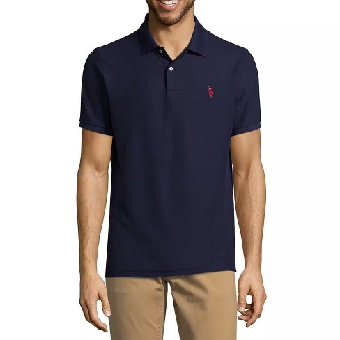 U.s. Polo Assn. Mens Solid Pique Polo With Small Pony Classic Navy