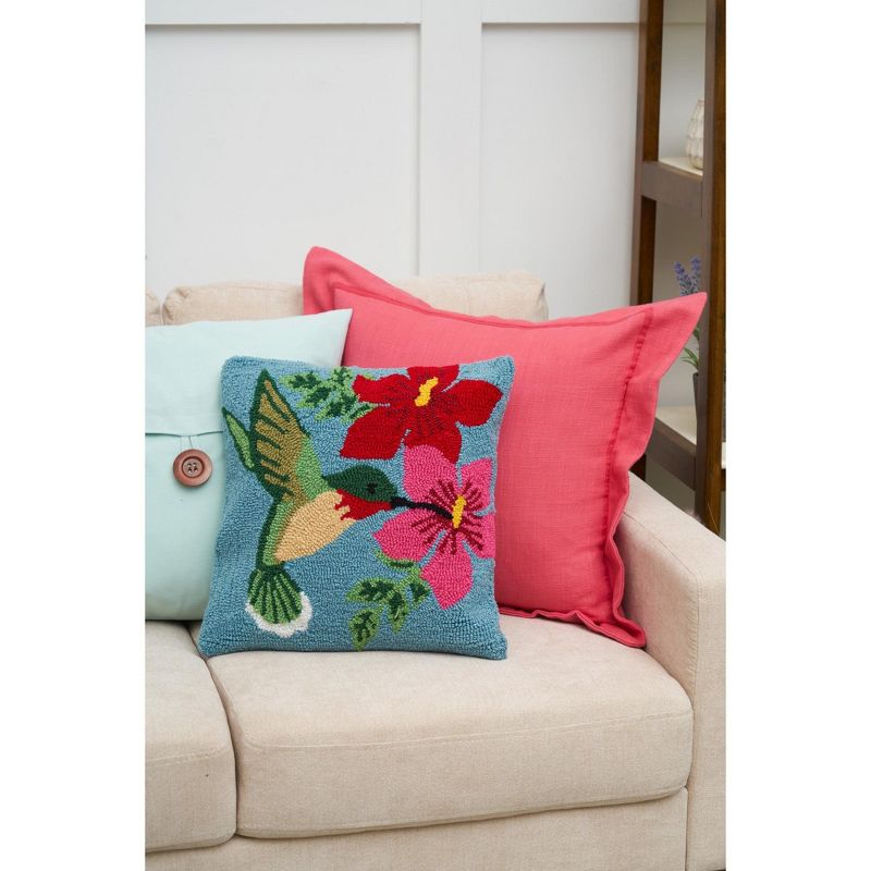 C&F Home 16" x 16" Humming Bird Floral Hooked Pillow, 3 of 6