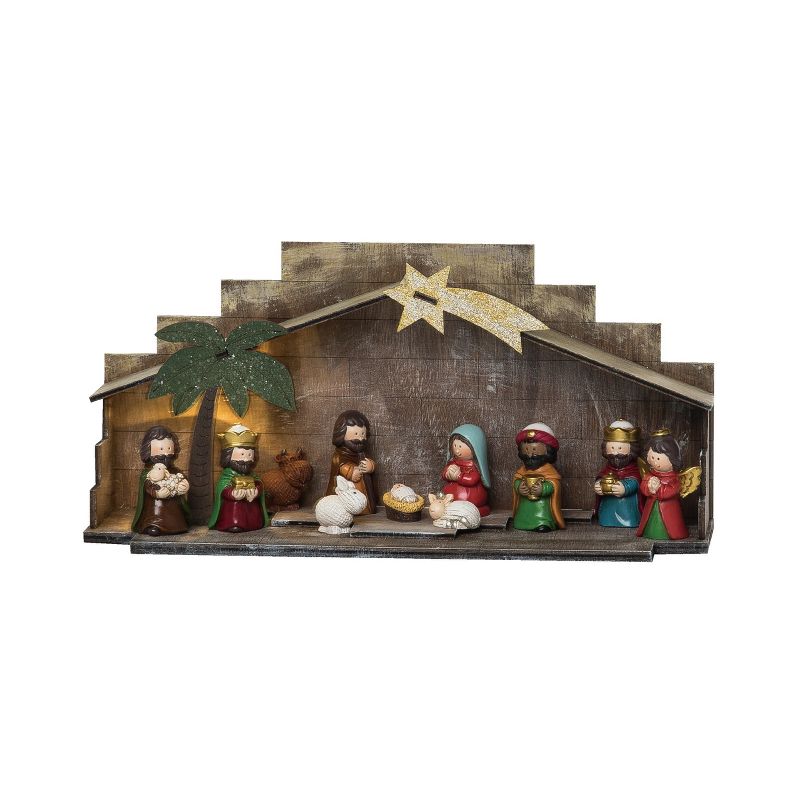 Transpac Resin 10.25 in. Multicolored Christmas Light Up Bright Children Nativity Figurines Set of 12, 1 of 2