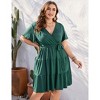 BLUEMING Plus Size Womens Dresses V Neck Floral Flutter Sleeve Midi Surplice Dress Waist Belted Floral Tie Waist Dress Bell Sleeve Dress Flowy Dress - 3 of 4