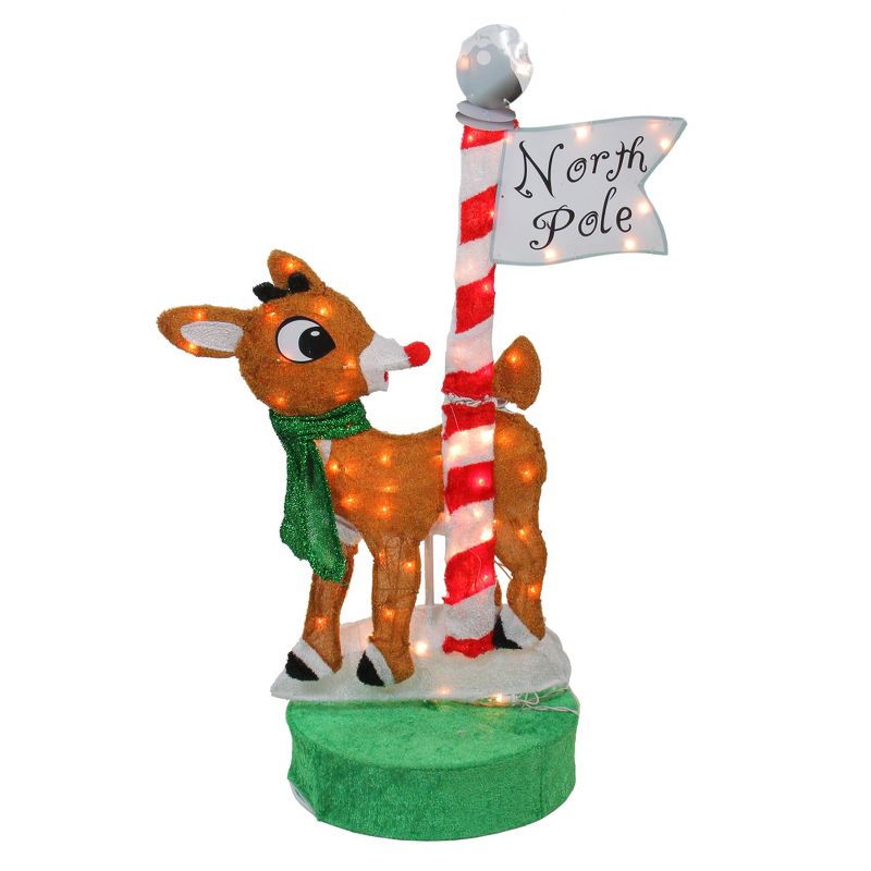Rudolph the Red Nosed Reindeer Christmas 36" Prelit Oscillating North Pole Outdoor Decoration - Clear Lights, 1 of 3