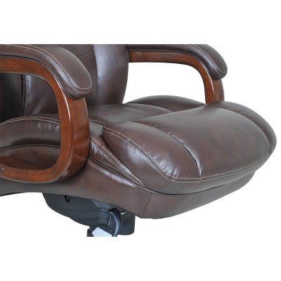 Brown Leather High Back Executive Swivel Chair with Fixed Arms