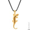 Steeltime 24" two tone black ip and 18k gold plated stainless steel with simulated diamonds lizard pendant - 3 of 4
