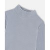 Deux par Deux Girl Super Soft Ribbed Mock Neck Top Blue Gray - 4 of 4