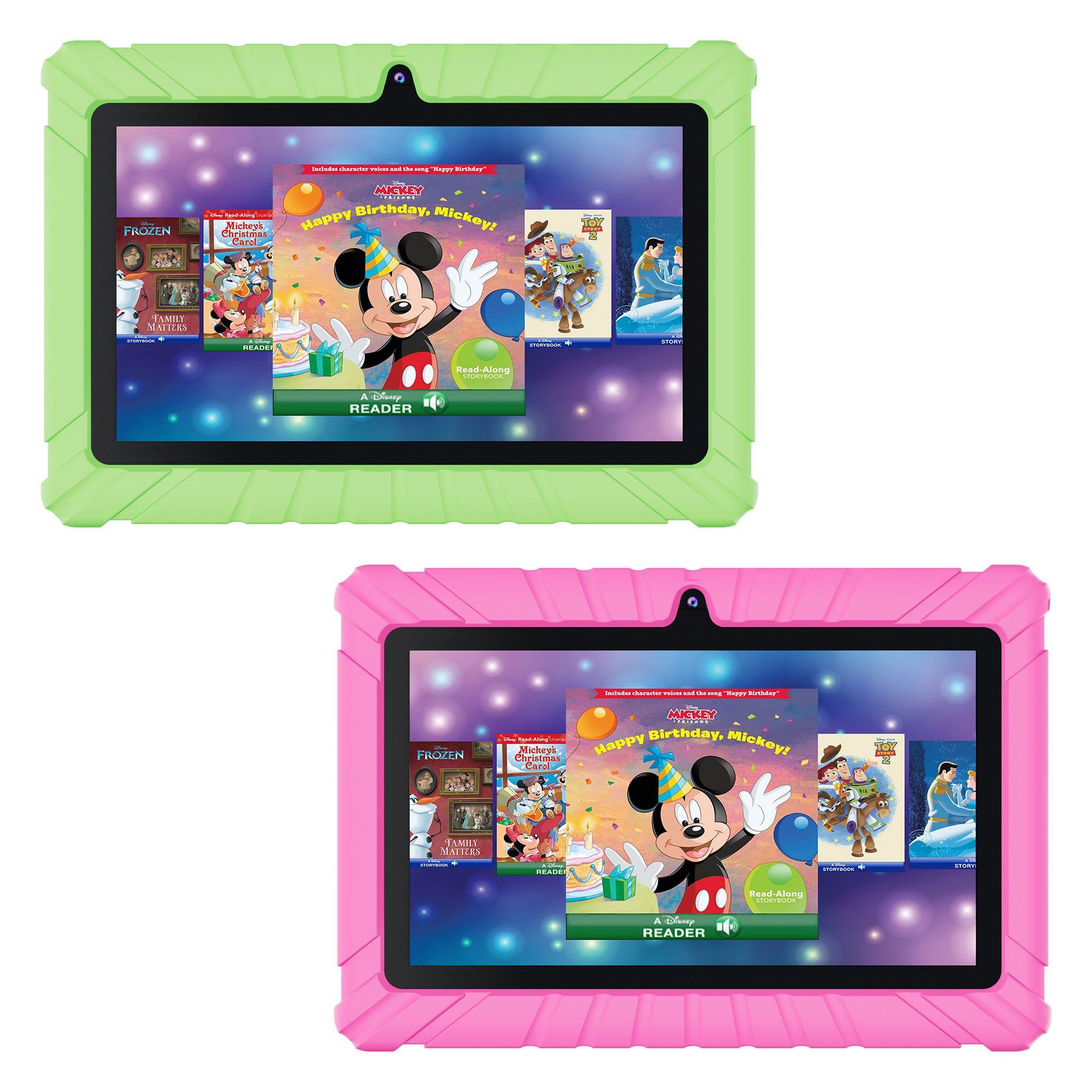 Buy 2: Contixo V8 Kids Tablet with 50 Disney eBooks, Parental Control, 32GB and Android 13 (2025) Pink/Green Gift For boys and Girls