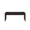 Furniture Gia 46" Solid Wood and Faux Leather Bench in Ebony Black - 2 of 4