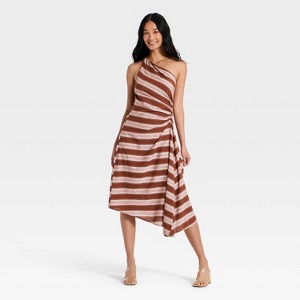 Vestido midi con fruncido lateral y plisado para mujer - A New Day™
