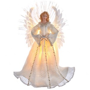 Kurt Adler 16-Inch Ivory/Clear Fiber Optic Angel Tree Topper - 1 of 3