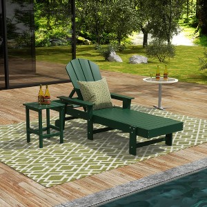 WestinTrends Malibu 2 Piece Adirondack Poly Reclining Chaise Lounge With Arms & Wheels - 1 of 4
