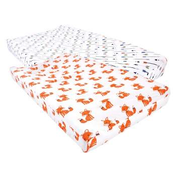 Hudson Baby Infant Boy Cotton Changing Pad Cover, Foxes, One Size