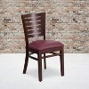 Emma and Oliver Slat Back Walnut Wood Chair, Burgundy Vinyl Seat - 2 of 4