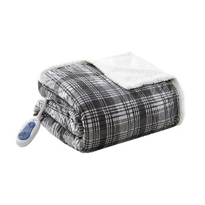 Secure Comfort Plaid Oversized Mink to Berber Heated Throw 60 x 70" - 1 of 4