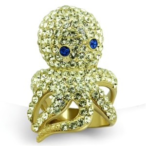 Slickblue Women’s Octopus Ring in Gold Stainless Steel with Sparkling Colorful Synthetic  Crystals, size 5-10 - 1 of 4