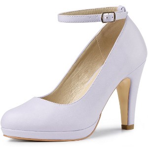 Allegra K Women's Back to College Round Toe Stiletto Heel Ankle Strap Pumps - 1 of 4
