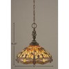 Toltec Lighting Elegante 1 - Light Pendant in  Dark Granite with 16" Amber Dragonfly Art Glass Shade - 2 of 2