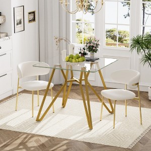 Hooseng Kitchen Round Glass Dining Table, Dining Room Table with Metal Table Legs, Space Saving Modern Furniture for Small Space - 1 of 4