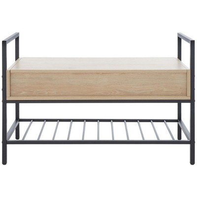 Rhonwen Storage Bench  - Sand/Black - Safavieh